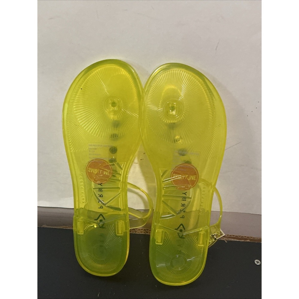 Katy Perry Womens The Geli-T Strap Flat Sandal Smiley Face Lemon Drop 7 34KP1518 - Picture 6 of 7